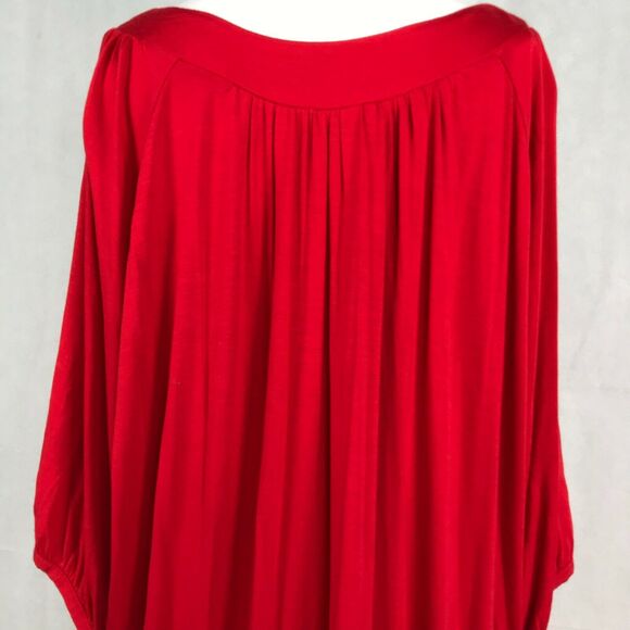 Avenue Shirt Womens Sz 22 24 Red Stretch Knit Beaded Rhinestone Neckline Tunic - Picture 7 of 11